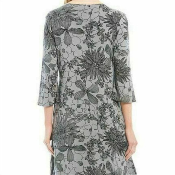 Bryn Walker Irys Floral Gallery Gray Shift Tunic Dress - Picture 2 of 13